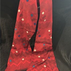Vintage 1987 Red 100% Silk Scarf Ginnie Johansen Inc. Made In Japan 60"